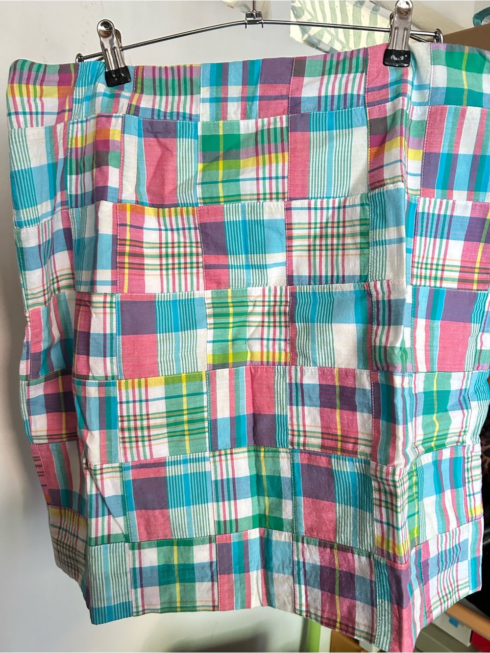 Talbots Pink, Teal & Green Plaid Skirt